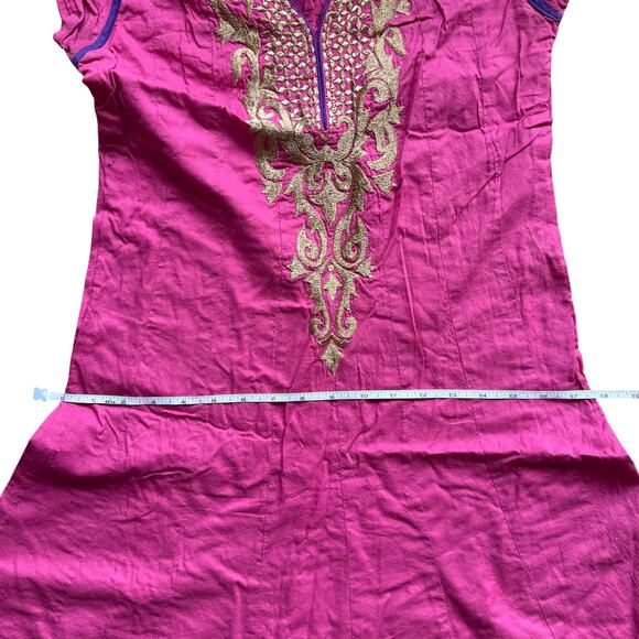 Anarkali salwar kameez Cotton Indian Pakistani Pink Green Dress Size M Wedding - Picture 5 of 13